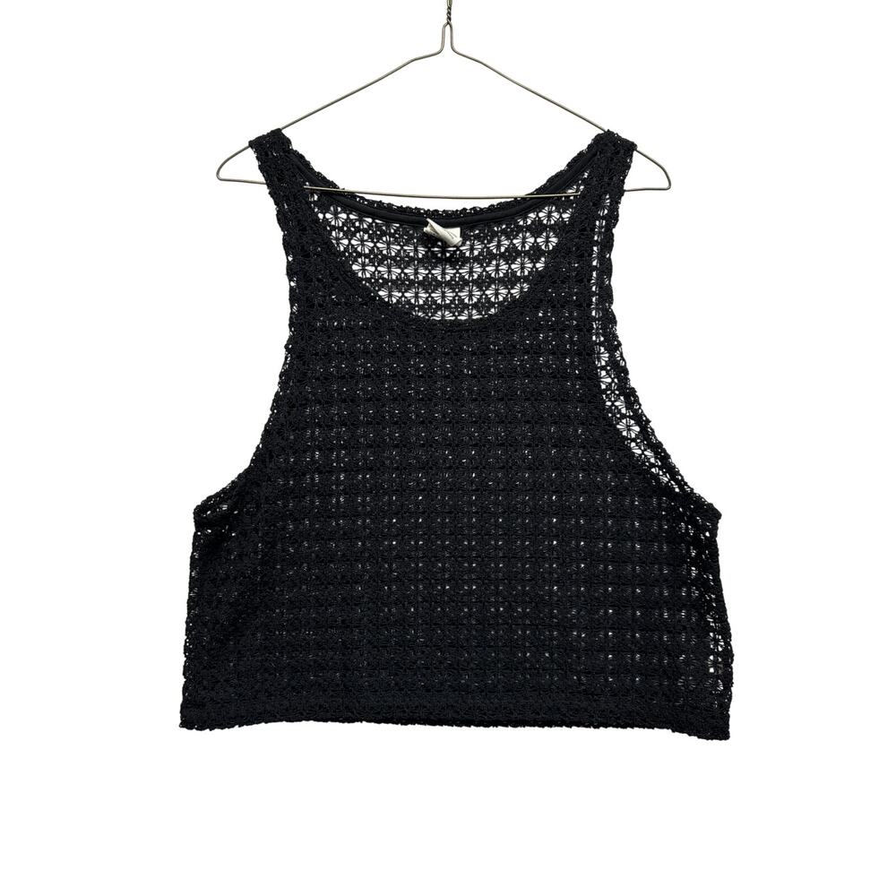 Victoria's Secret PINK‎ Black Crochet Tank Top | Y2K Festival Mesh Layer